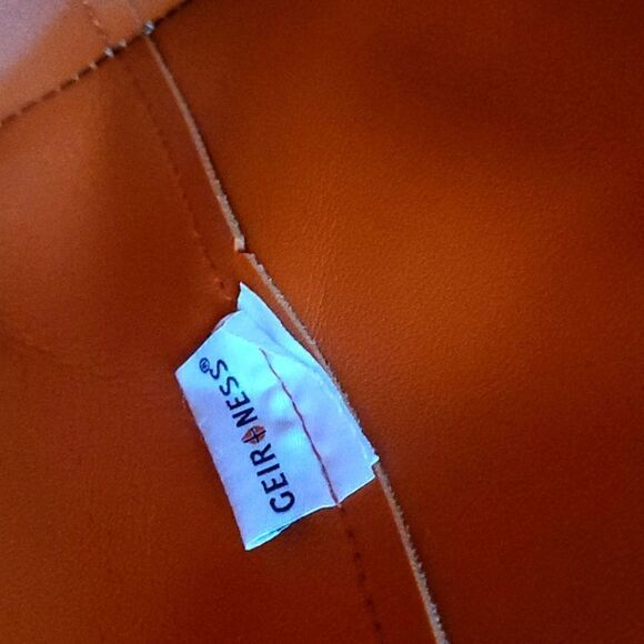 Laila GEIR NESS Suede Beige Orange Bucket Shoulder Bag With Coin Purse + Belt - Picture 8 of 13